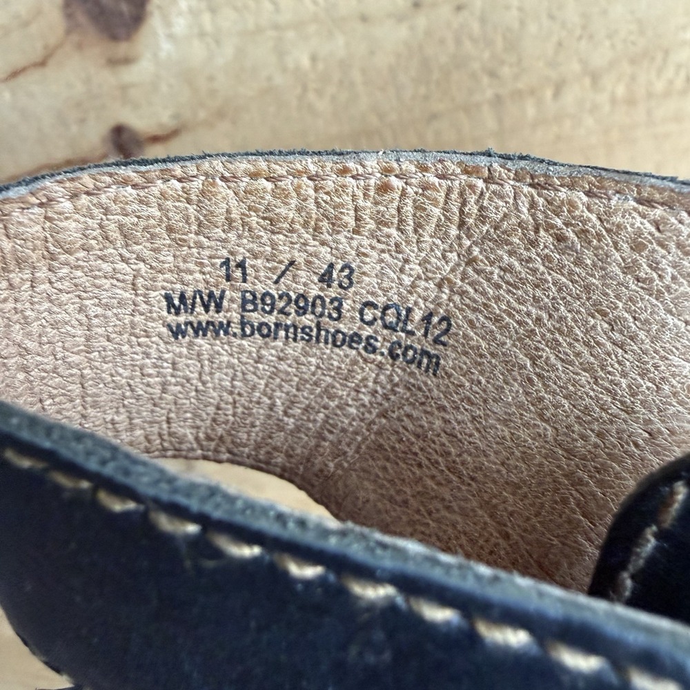 Born Salina Sandals 11/43 Black Leather Adjustable Buckles Slip-on Chunky *Wear - Picture 4 of 6